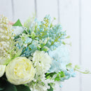 Roses Artificial Flowers White Silk Peony High Quality Sky Blue Bride Bouquet Wedding Decor Fake Flower Home Accessories Craft - KiwisLove