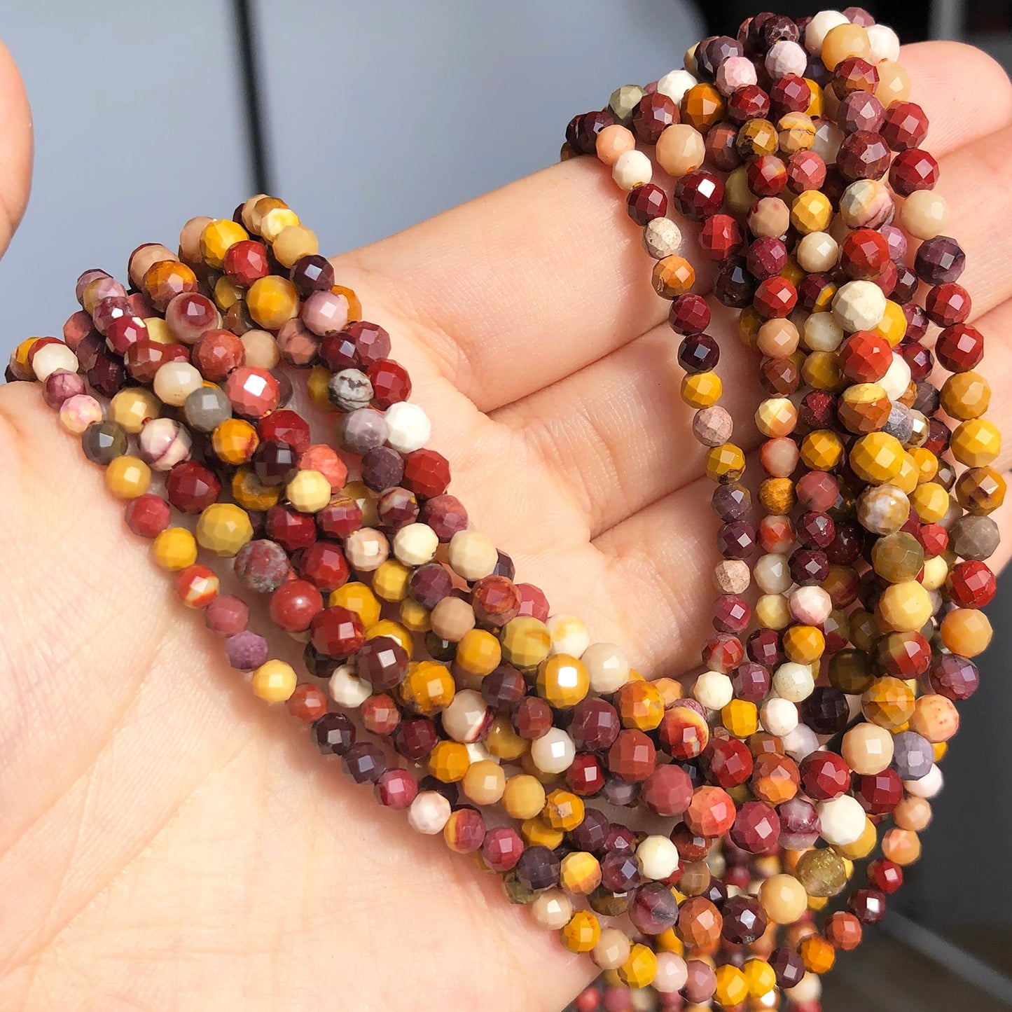 Natural Faceted Colorful Mookaite Gem Stone 3 4mm Loose Spacer Beads for Jewelry DIY Making Bracelet Earrings Accessories 15'' - KiwisLove