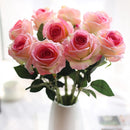 5Pcs 51cm Long Branch Flowers Bouquet Beautiful White Silk Roses Artificial Flowers Wedding Home Table Decor Arrange Fake Flower - KiwisLove