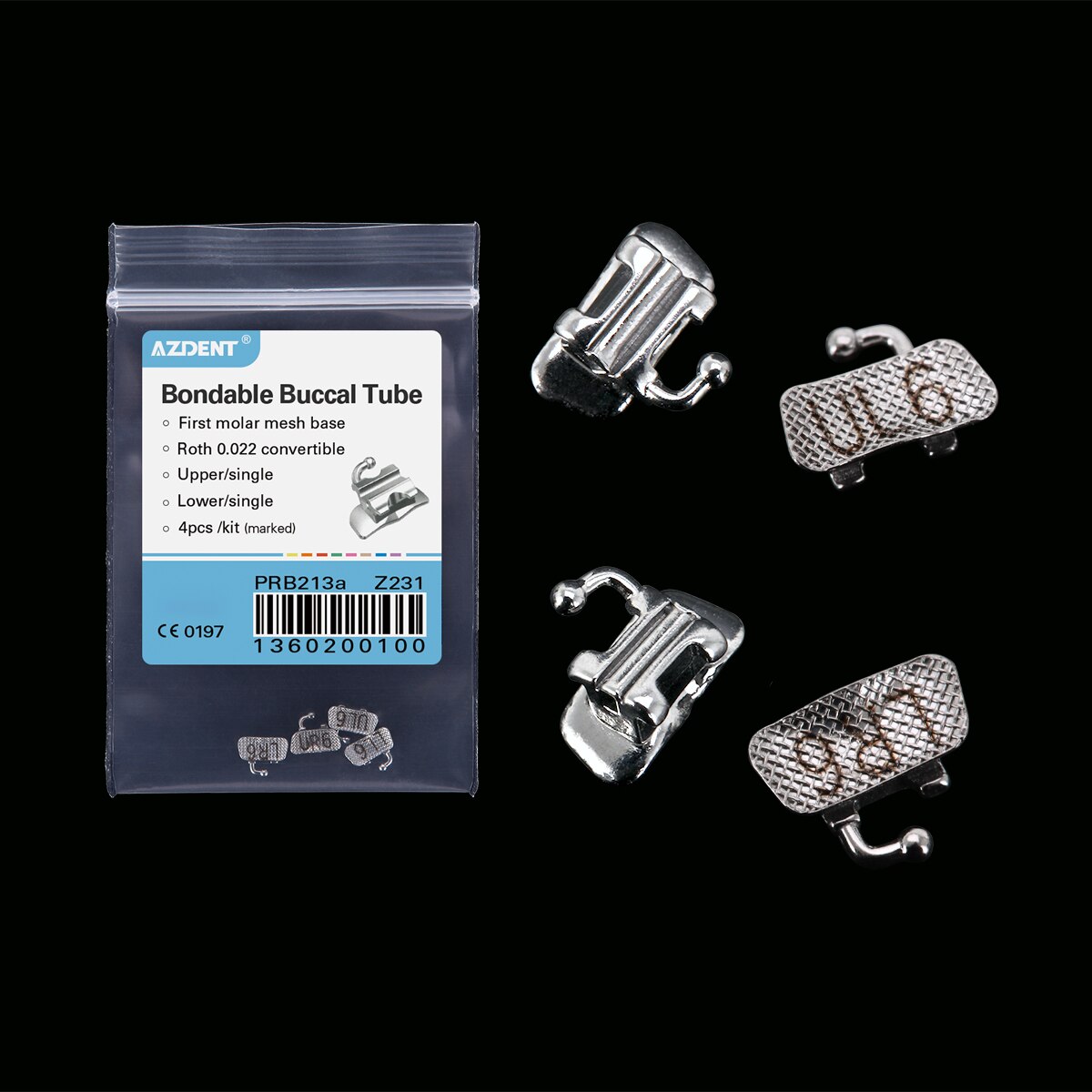 4Pcs/Pack Azdent 1st Molar Bondable Convertible Single MBT / Roth / Edgewise 0.022 Buccal Tube - KiwisLove