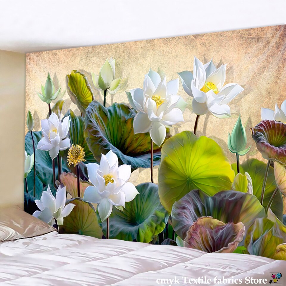 Flower Painting Botanical Tapestry Wall Hanging Chart Hippie Bohemian Tapestries Colorful Psychedelic Boho Home Home Decor - KiwisLove