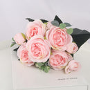 1 Bouquet 9 heads Artificial Flowers Peony Tea Rose Autumn Silk Fake Flowers for DIY Living Room Home Garden Wedding Decoration - KiwisLove