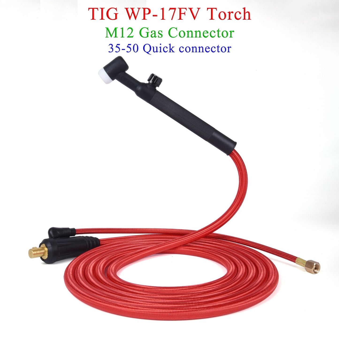 4M/13ft 7.8M/25.6ft WP17F 17FV TIG Welding Torch Soft Hose Cable Wires M12*1mm Gas Connector DKJ 10-25 35-50 Power Connector - KiwisLove