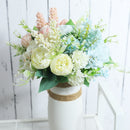 Roses Artificial Flowers White Silk Peony High Quality Sky Blue Bride Bouquet Wedding Decor Fake Flower Home Accessories Craft - KiwisLove