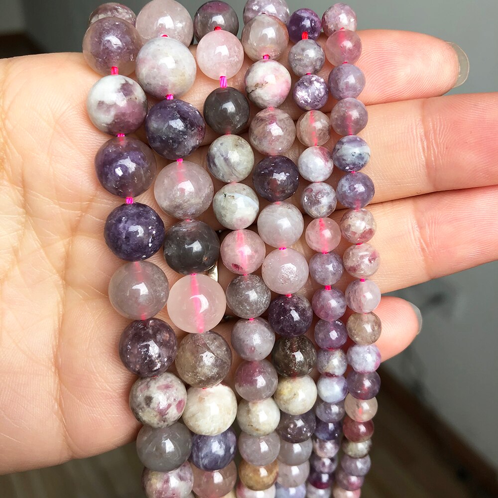 Natural Plum Blossom Tourmaline Mineral Beads For Jewelry Making Round Gem Beads DIY Bracelet Accessories 15''Inches 6 8 10mm - KiwisLove