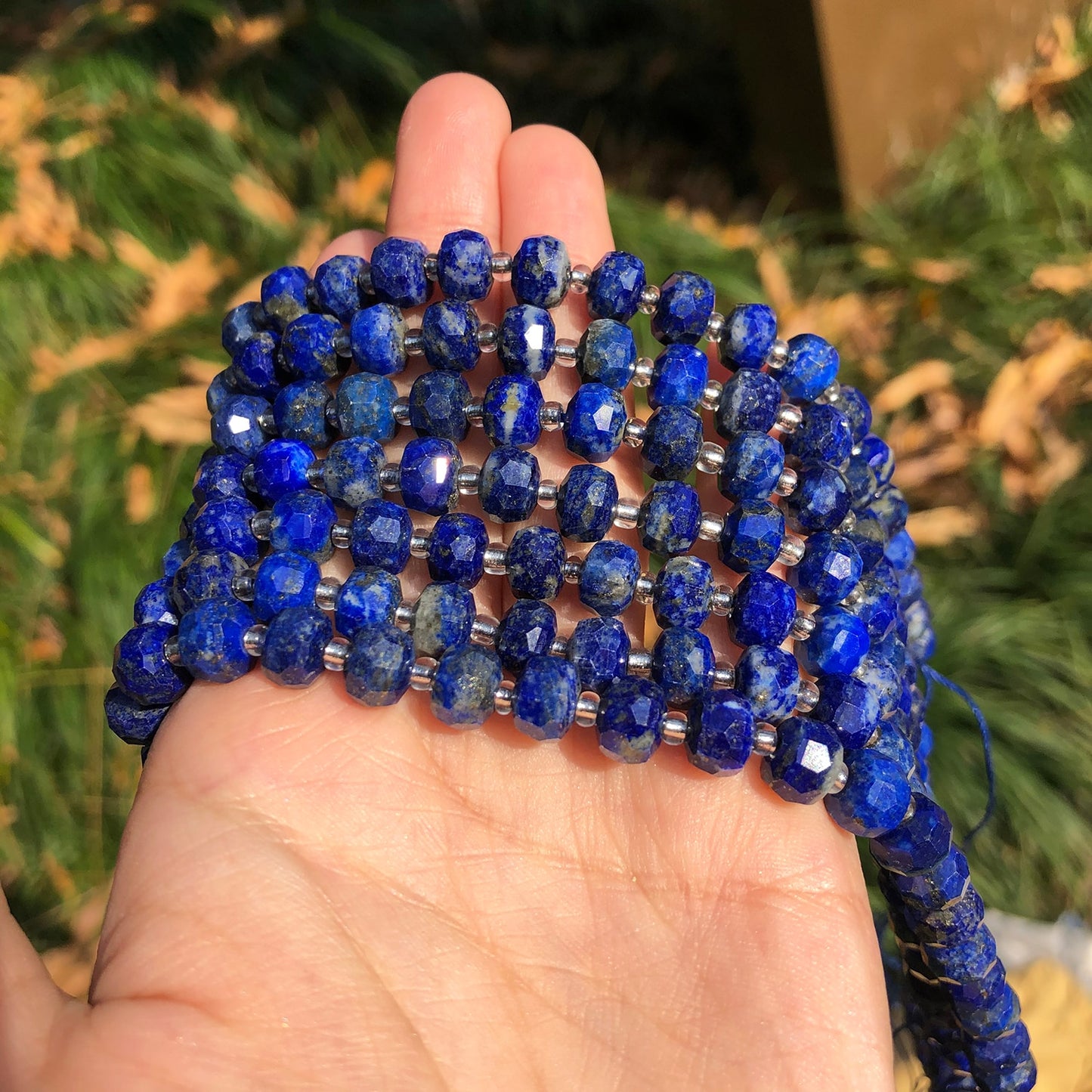 Natural Stone Wheel Shape Faceted Lapis Lazuli Loose Spacer Beads for Jewelry Making Diy Needlework Bracelets Accessories 6x8mm - KiwisLove