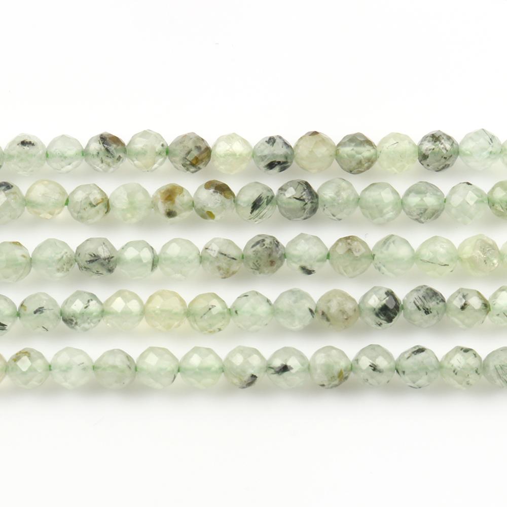 Natural Faceted Prehnites Jades Stone Beads Round Loose Spacer Beads for Jewelry Making DIY Bracelet Accessories 15'' 2 3 4mm - KiwisLove