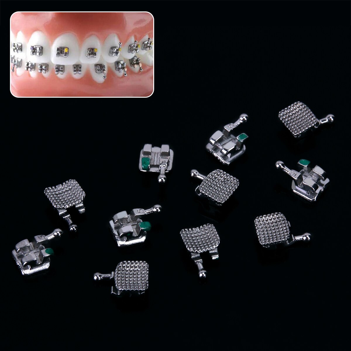 20 Pcs /Set 20Sets/Box AZDENT Dental Orthodontic Metal Bracket Monoblock Mini MBT/Roth 022/018 345 Hooks - KiwisLove