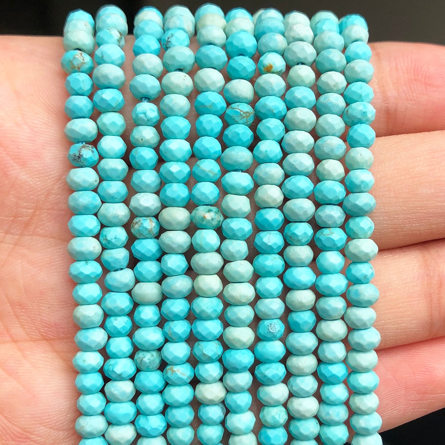 Blue Small Waist Beads Natural Stone Amazonite Loose Rondelle Beads for Jewelry Making DIY Women's Bracelet Earrings 15''Inch - KiwisLove
