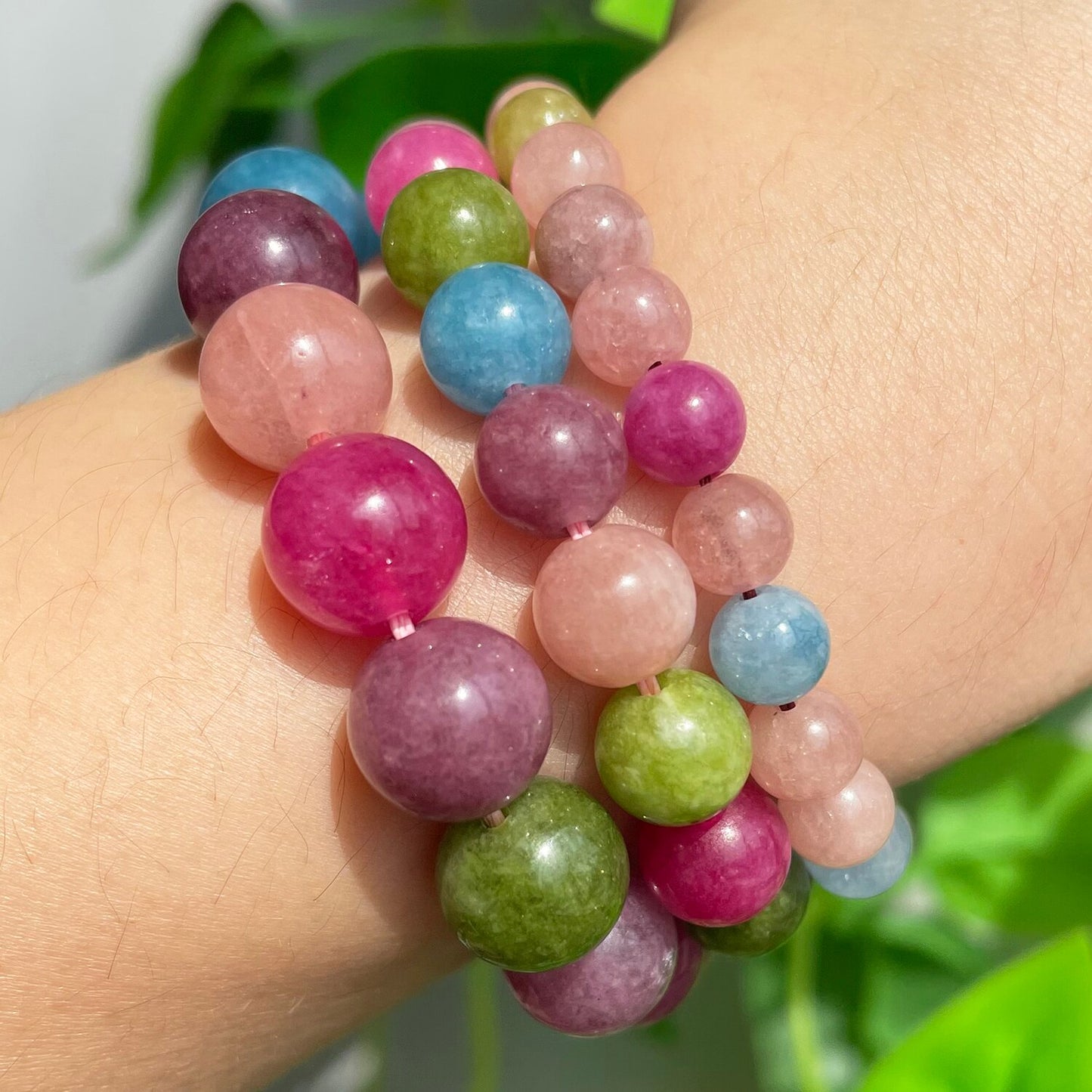 6 8 10mm Colorful Tourmaline Jades Loose Stone Beads Smooth Round Spacer Beads For Jewelry DIY Making Bracelet Accessories 15'' - KiwisLove