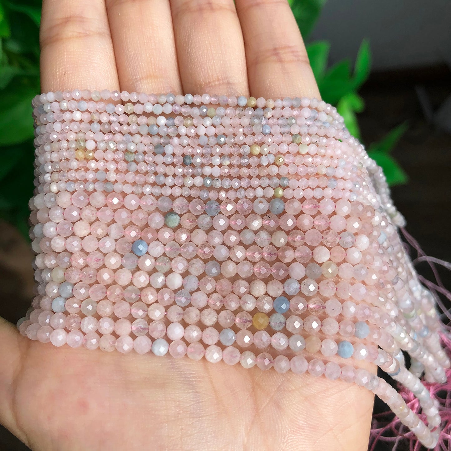 Natural Faceted Colorful Morganite Gem Beads Loose Stone Beads for Jewelry Making DIY Bracelet Earrings Accessories 15'' 2 3mm - KiwisLove
