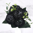 30cm Rose Pink Silk Peony Artificial Flowers Bouquet 5 Big Head and 4 Bud Cheap Fake Flowers for Home Wedding Decoration indoor - KiwisLove