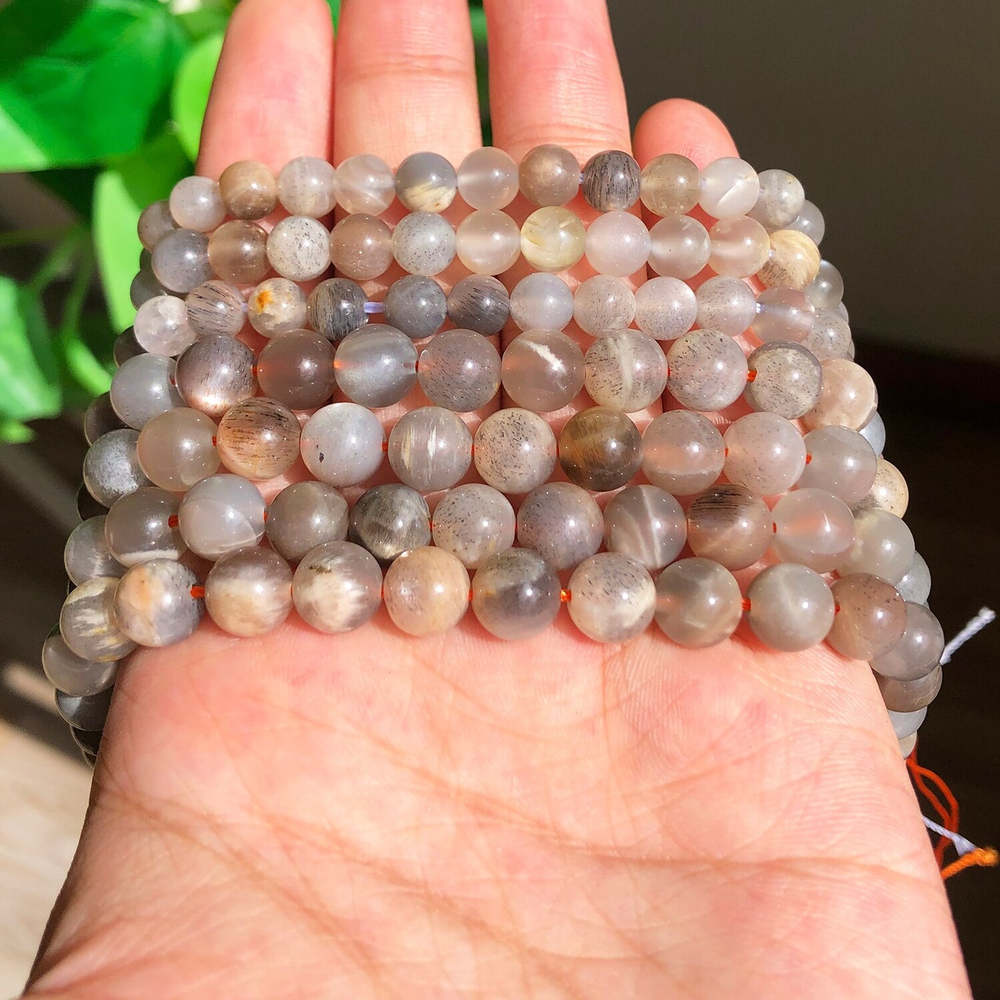 4-12mm Grey Black Sunstone Minerals Beads Natural Round Loose Moonstone Beads for Jewelry Making DIY Bracelet Accessories 15'' - KiwisLove