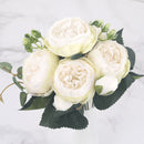 30cm Rose Pink Silk Peony Artificial Flowers Bouquet 5 Big Head and 4 Bud Cheap Fake Flowers for Home Wedding Decoration indoor - KiwisLove