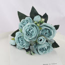 1 Bouquet 9 heads Artificial Flowers Peony Tea Rose Autumn Silk Fake Flowers for DIY Living Room Home Garden Wedding Decoration - KiwisLove