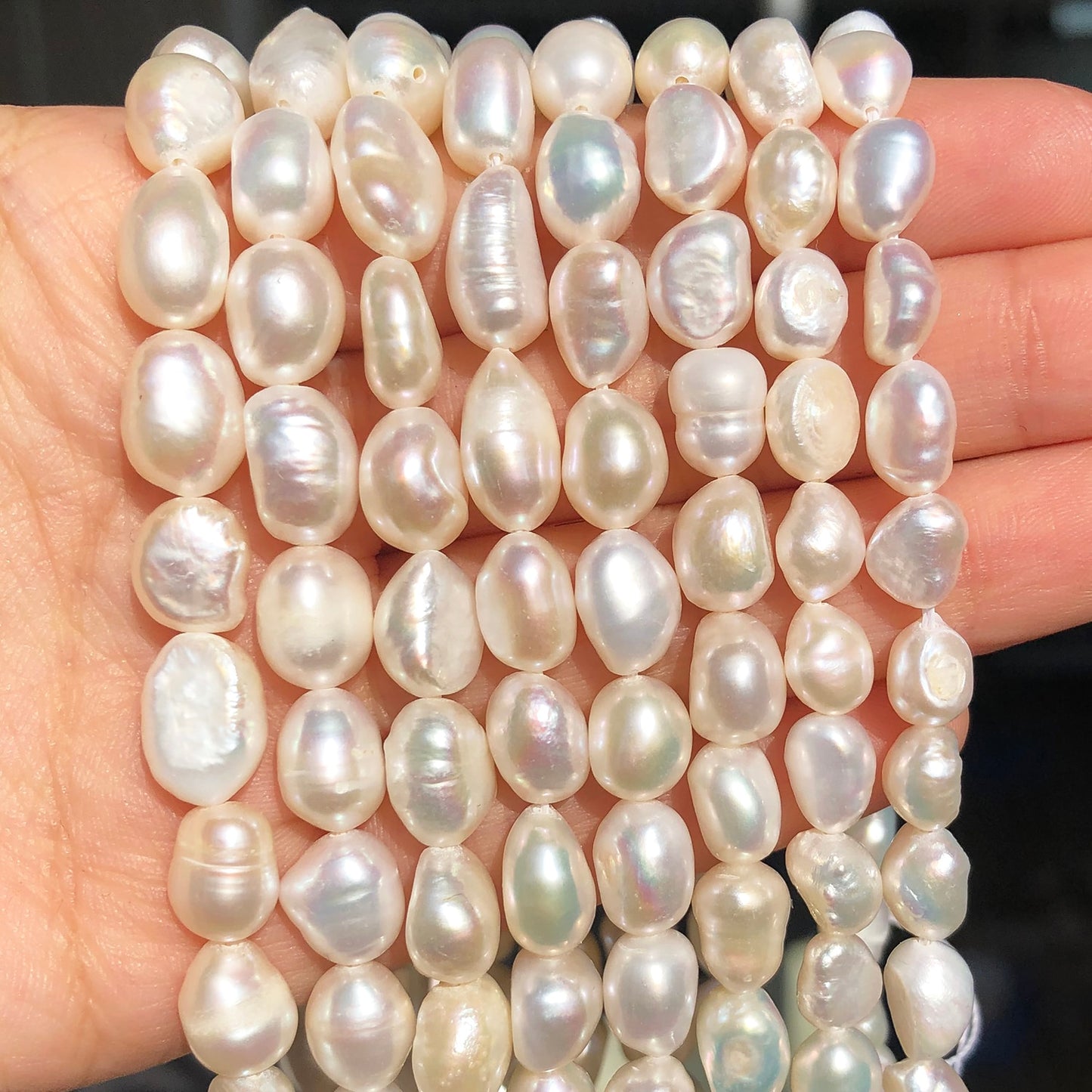 Fine Natural Pearl Beads Oval White Freshwater Pearls Punch Beads for DIY Craft Bracelet Necklace Jewelry Making 15''inches - KiwisLove