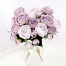 1 Bouquet 9 heads Artificial Flowers Peony Tea Rose Autumn Silk Fake Flowers for DIY Living Room Home Garden Wedding Decoration - KiwisLove