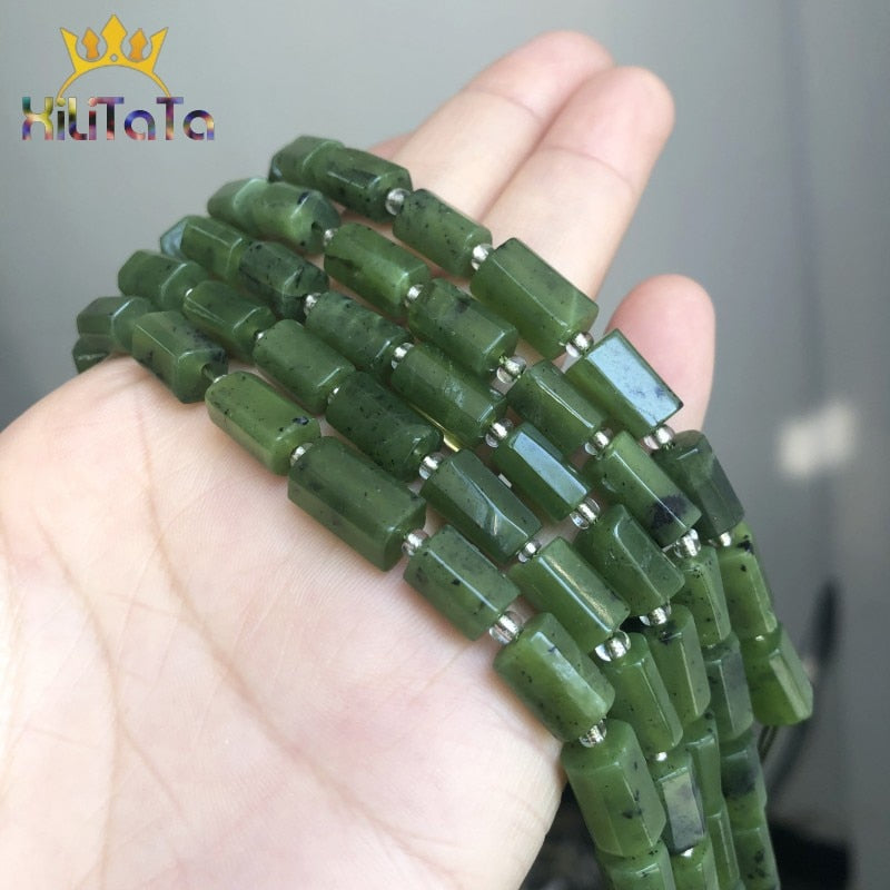 Natural Faceted Greenstone Canadian Jade Beads For Jewelry DIY Making - KiwisLove