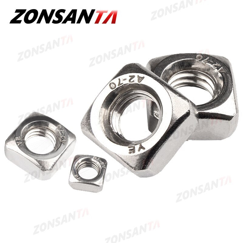 ZONSANTA Square Nuts M3 M4 M5 M6 M8 M10 M12 A2 304 Stainless Steel Din557 - KiwisLove