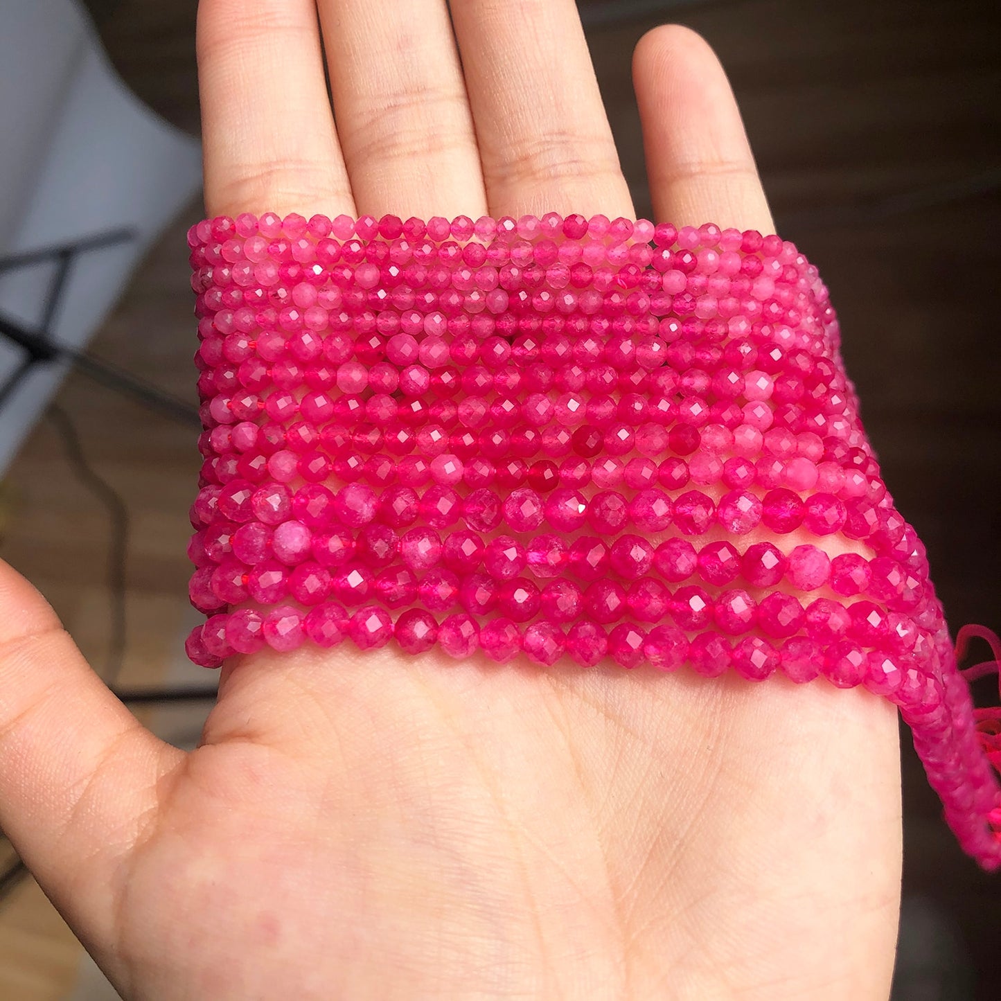 Natural Stone Faceted Fuschia Quartz Crystal Small Beads for Jewelry DIY 2 3 4mm Round Beads Making Bracelet Accessories 15'' - KiwisLove