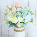 Roses Artificial Flowers White Silk Peony High Quality Sky Blue Bride Bouquet Wedding Decor Fake Flower Home Accessories Craft - KiwisLove