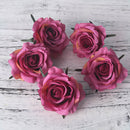 5pcs artificial roses white silk fake roses flower faux heads high quality DIY wedding home decoration scrapbook accessories - KiwisLove