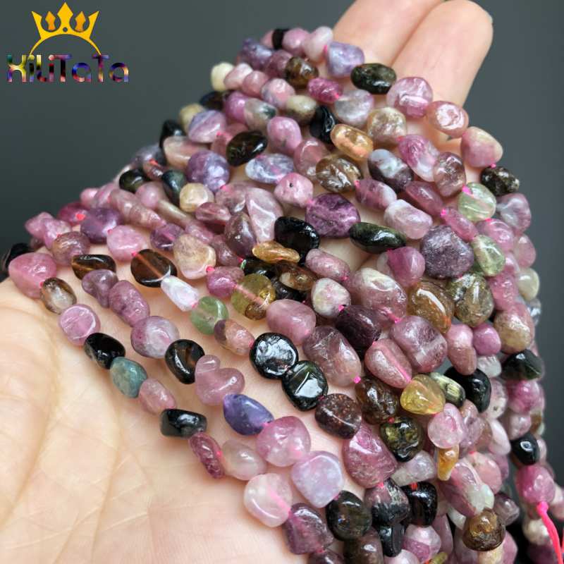 4-8mm Irregular Natural Tourmaline Beads Colorful Loose Spacer Beads For DIY Jewelry Making Bracelet Necklace Charm 15'' Strands - KiwisLove