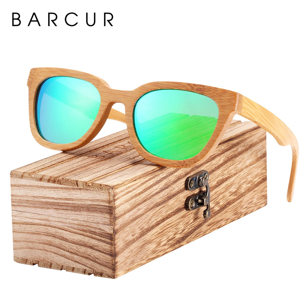BARCUR New Bamboo Sun Glasses Men Wood Sunglasses Women Eyewear UV400 Protection Polarized Shades Best Gift - KiwisLove