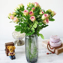 4 Heads Artificial Flowers Long Stem Wedding Decoration Silk Rose Fake Flowers Plastic Branches with Leaves Home Hotel Decor - KiwisLove