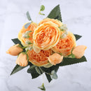 30cm Rose Pink Silk Peony Artificial Flowers Bouquet 5 Big Head and 4 Bud Cheap Fake Flowers for Home Wedding Decoration indoor - KiwisLove