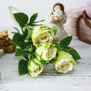 4 Heads Artificial Flowers Long Stem Wedding Decoration Silk Rose Fake Flowers Plastic Branches with Leaves Home Hotel Decor - KiwisLove