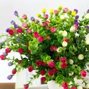 Mini silk artificial rose flowers fake plastic leaves faux bushes 30 heads outdoor garden decoration white fence wall decor - KiwisLove