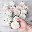 5pcs artificial roses white silk fake roses flower faux heads high quality DIY wedding home decoration scrapbook accessories - KiwisLove