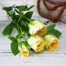 4 Heads Artificial Flowers Long Stem Wedding Decoration Silk Rose Fake Flowers Plastic Branches with Leaves Home Hotel Decor - KiwisLove