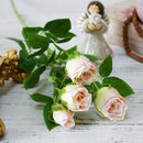 4 Heads Artificial Flowers Long Stem Wedding Decoration Silk Rose Fake Flowers Plastic Branches with Leaves Home Hotel Decor - KiwisLove