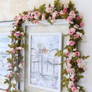 230cm/ 91in Silk Rose Wedding Decorations Ivy Vine Artificial Flowers Arch Decor with Green Leaves Hanging Wall Garland A0332 - KiwisLove