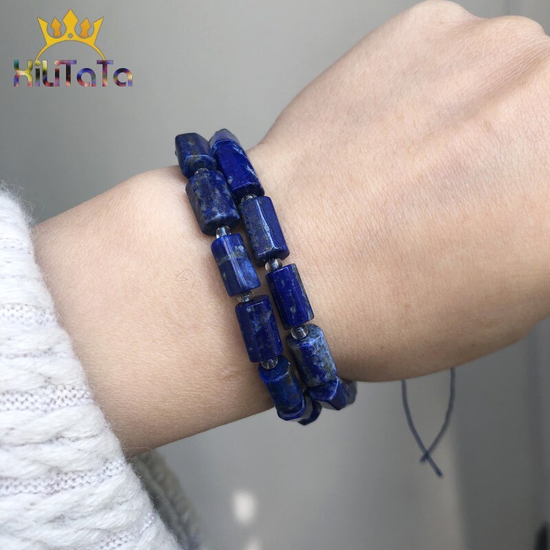 Natural Stone Beads Column Shape Lapis Lazuli Loose Spacer Beads For DIY Jewelry Making Bracelet Necklace Accessories 15''Inches - KiwisLove
