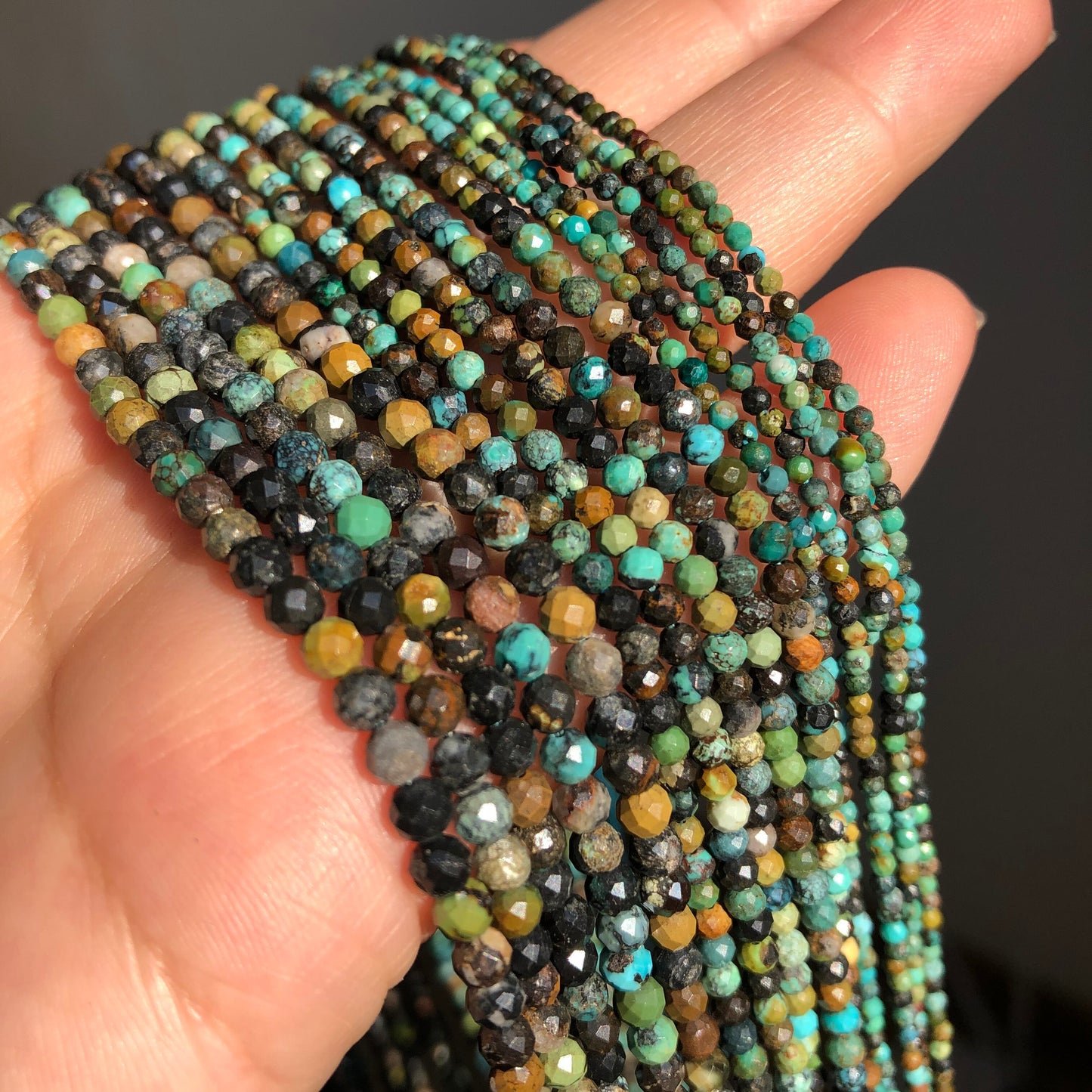 Natural Faceted African Turquoises Stone Beads Round Loose Spacer Beads for Jewelry Making DIY Bracelet Accessories 15'' 2 3 4mm - KiwisLove