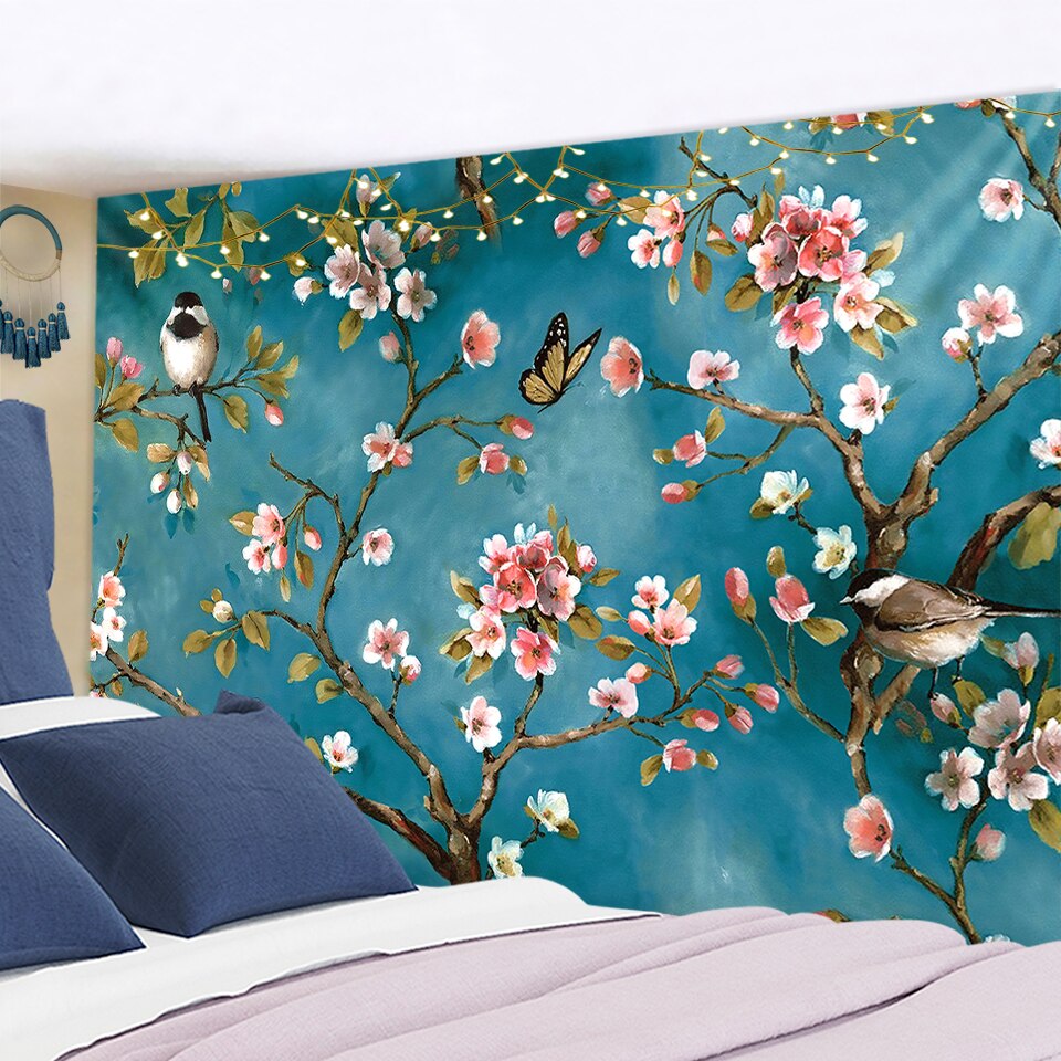 Botanical Wildflower Tapestry Wall Hanging Flower Reference Chart Hippie Bohemian Tapestries Colorful Psychedelic Home Decor - KiwisLove