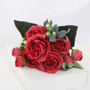 1 Bouquet 9 heads Artificial Flowers Peony Tea Rose Autumn Silk Fake Flowers for DIY Living Room Home Garden Wedding Decoration - KiwisLove