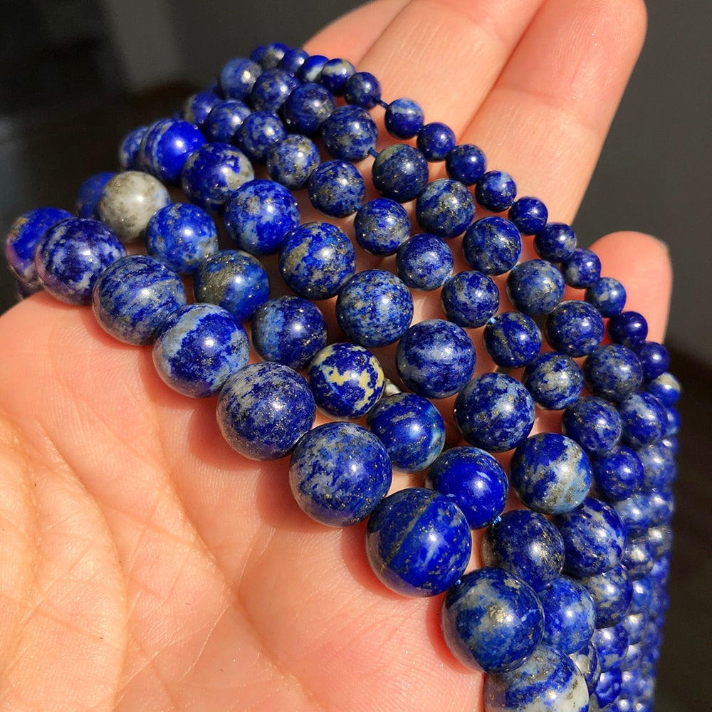 AA Natural Lapis Lazuli Stone Beads for Jewelry Making 4 6 8 10mm Round Loose Beads DIY Bracelet Charms Accessories 15''Inches - KiwisLove