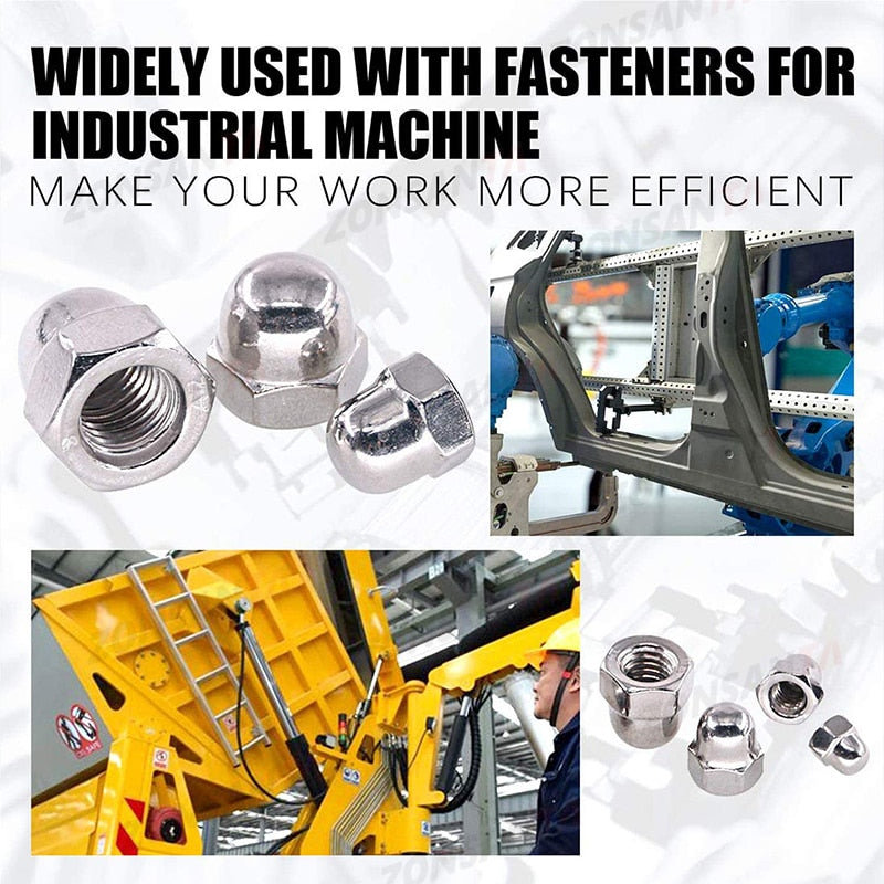 ZONSANTA Acorn Nut M3 M4 M5 M6 M8 M10 M12 Hex Cap Nuts 304 Stainless Steel Decorative Dome Cap Nuts Blind Nuts Assortment Kit - KiwisLove