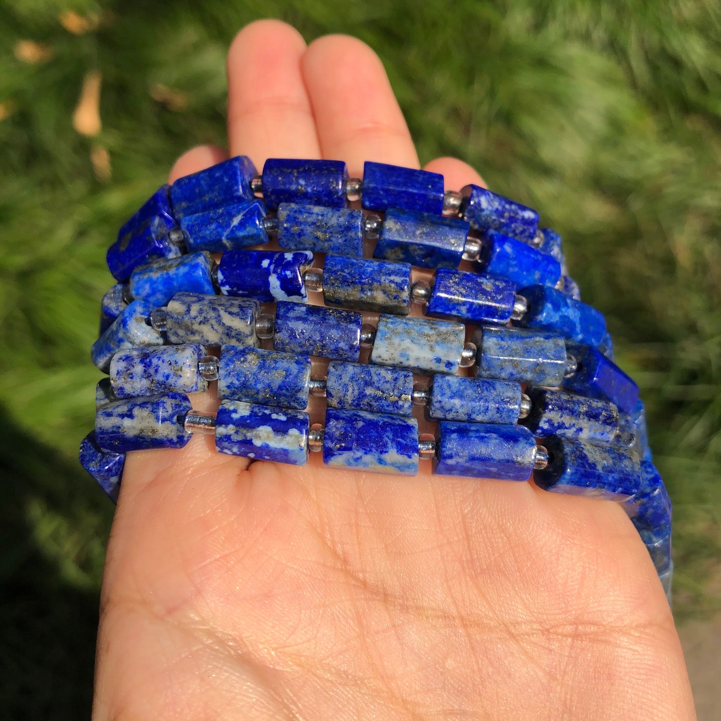 Natural Faceted Lapis Lazuli Gem Stone Beads Cylinder Shape Loose Spacer Beads for Jewelry DIY Making Charm Bracelet Accessories - KiwisLove