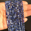 Natural Blue Sodalite Jaspers Beads Faceted Loose Spacer Beads for Jewelry Making DIY Bracelet Earrings Accessories 2 3 4mm 15''