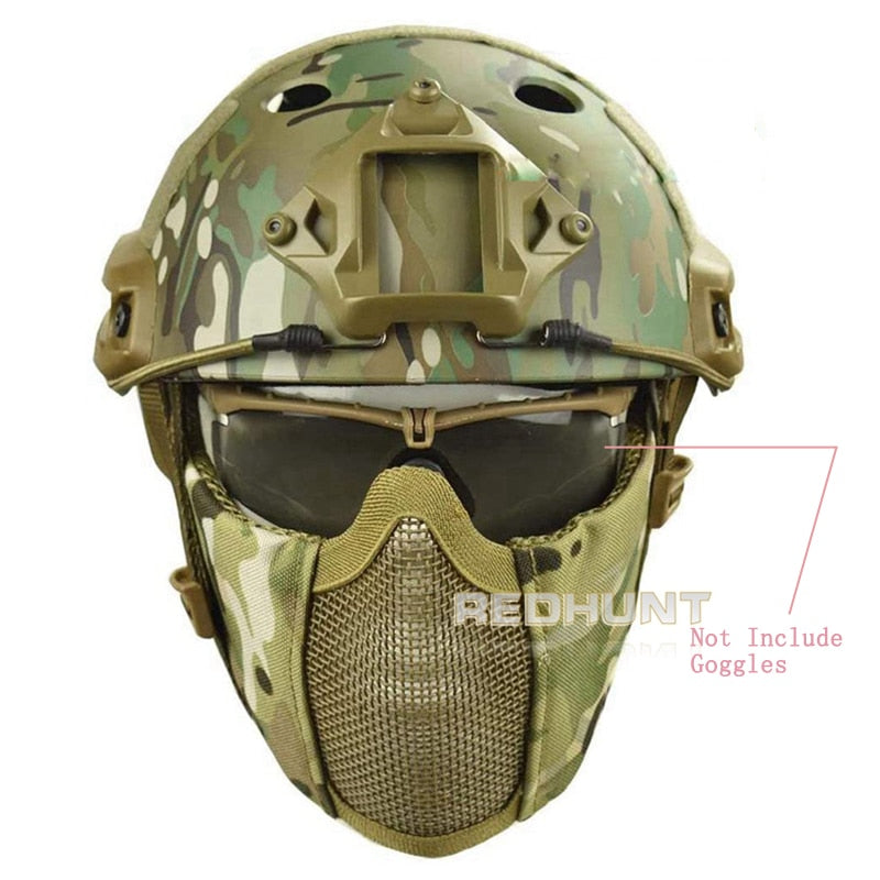 Tactical Helmet Mask Cs Airsoft Paintball Army War Game Motorcycle Hunting Solid Color Fast Helmet - KiwisLove