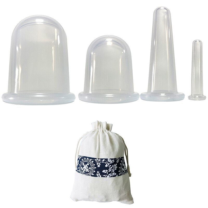 2/4Pcs Jar Silicone Vacuum Cupping Cans for Massage ventouse anti cellulite Suction Cup Face Body Pain Relief Massage masajeador - KiwisLove