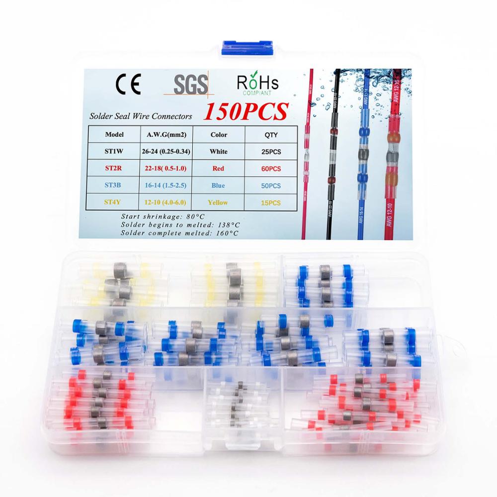50~ 300PCS Solder Seal Wire Connectors, Heat Shrink Butt Connector, Waterproof Insulated Butt Splice Wire Terminals for Car Boat - KiwisLove