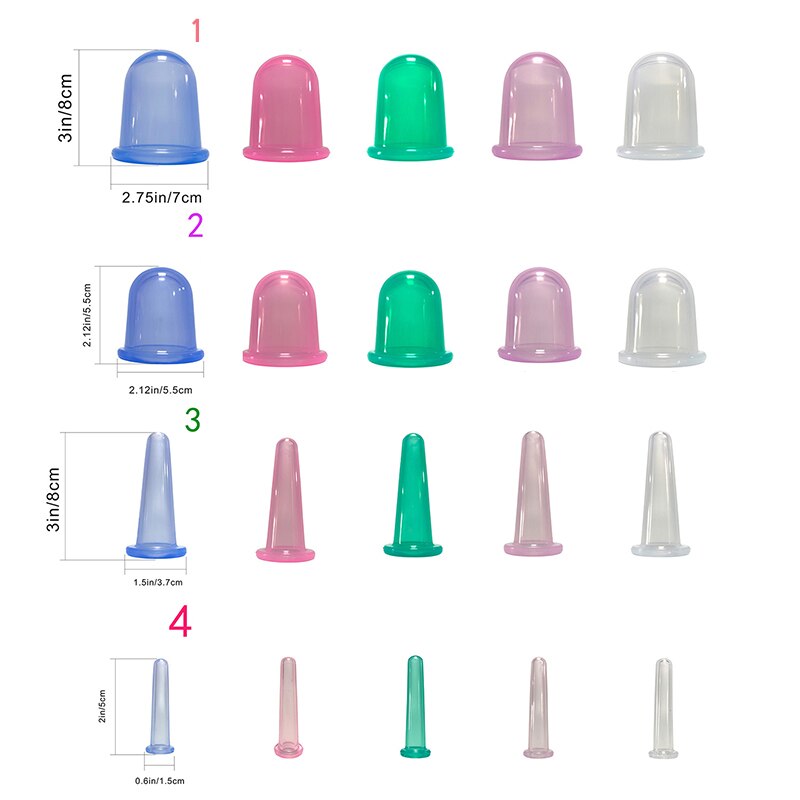 2/4Pcs Jar Silicone Vacuum Cupping Cans for Massage ventouse anti cellulite Suction Cup Face Body Pain Relief Massage masajeador - KiwisLove