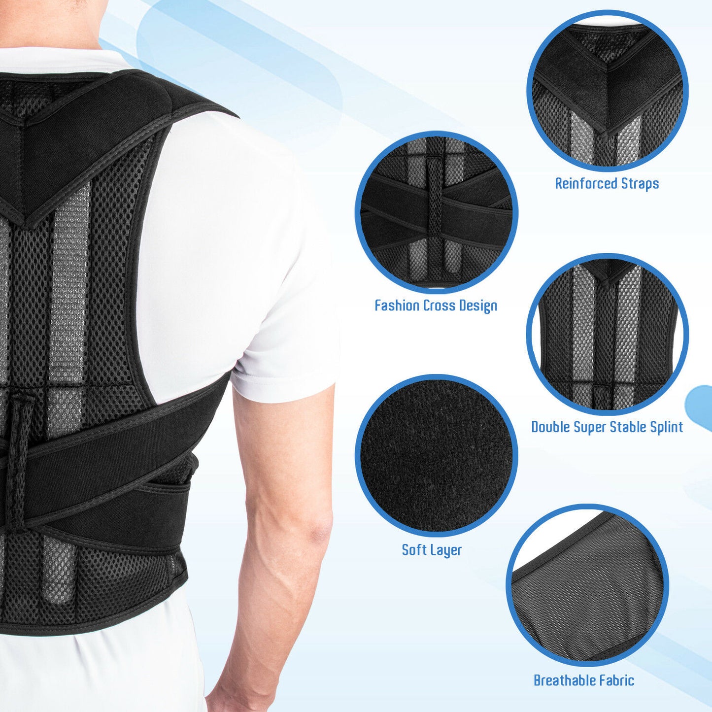 Adjustable Posture Corrector Back Support Shoulder Back Brace Posture Correction Spine Posture Corrector Postural Fixer Tape - KiwisLove