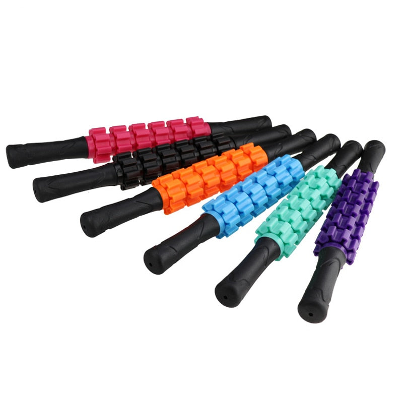 Yoga Massage Roller Stick Trigger Point 6 Wheels Body Massager Anti Cellulite Slimming Muscle Roller Relieve Stress Relax Tool - KiwisLove
